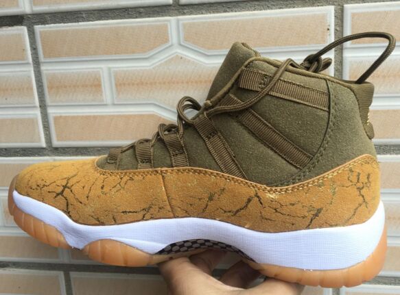 New Air Jordan 11 Olive Gold White Shoes - Click Image to Close